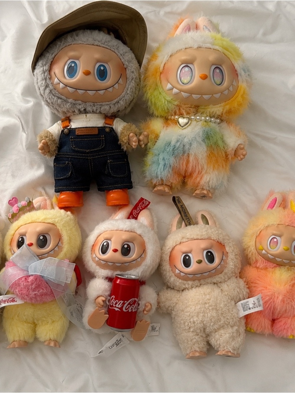 Labubu Rainbow & Cream Furry Plush Character Toy - Cute Multicolor Kids Doll